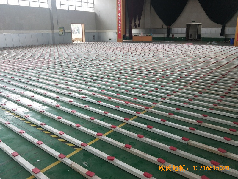 江蘇宜興東域小學籃球館體育木地板鋪設案例1